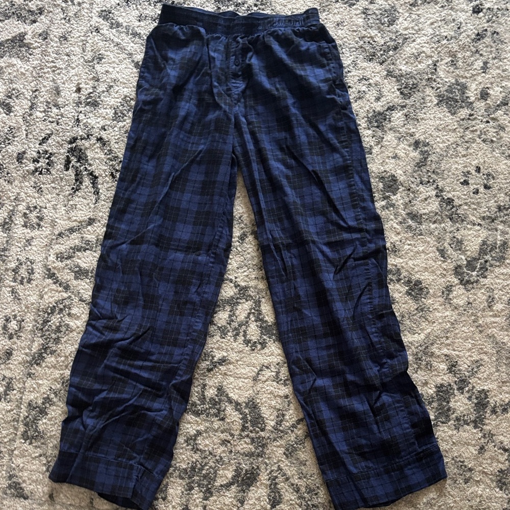 PINK Victoria's Secret Blue Plaid Kids Pajama Bottoms